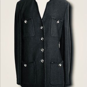 Pristine St. John Adina Knit Blazer in Black Caviar 14